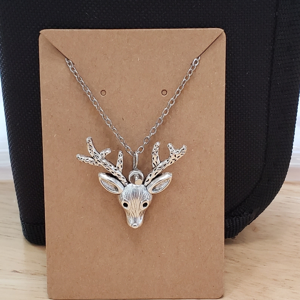 Silver Deer/Stag Pendant Necklace